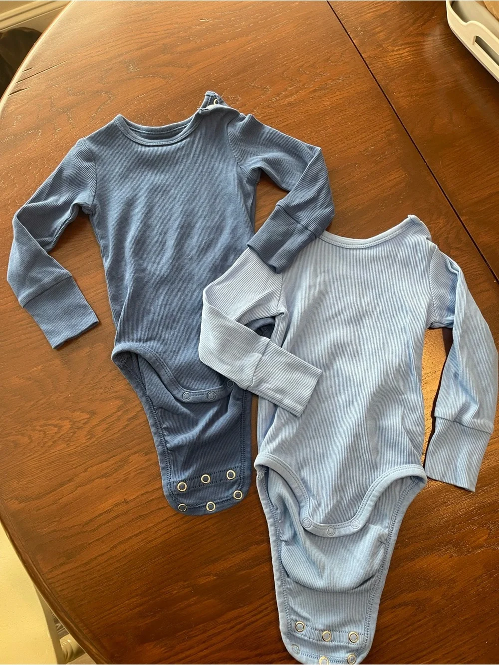 H&M Long-Sleeve Baby Bodysuit Duo - Dark Blue & Light Blue
